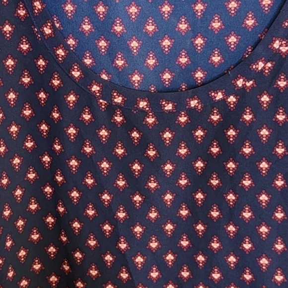 Gap Factory | Navy Burgundy Orange Print Top - Picture 2 of 4